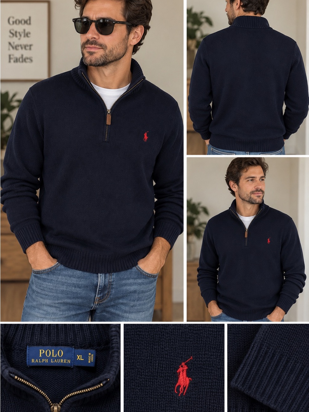 Polo by Ralph Lauren Men’s Navy Half-Zip Sweater